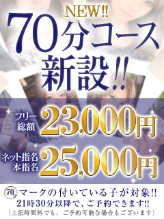 【新コース】　７０分２５０００円！！